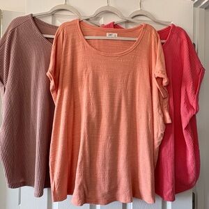 Maurices Womens Short Sleeve Tops Set - Peach, Mauve, Hot Pink